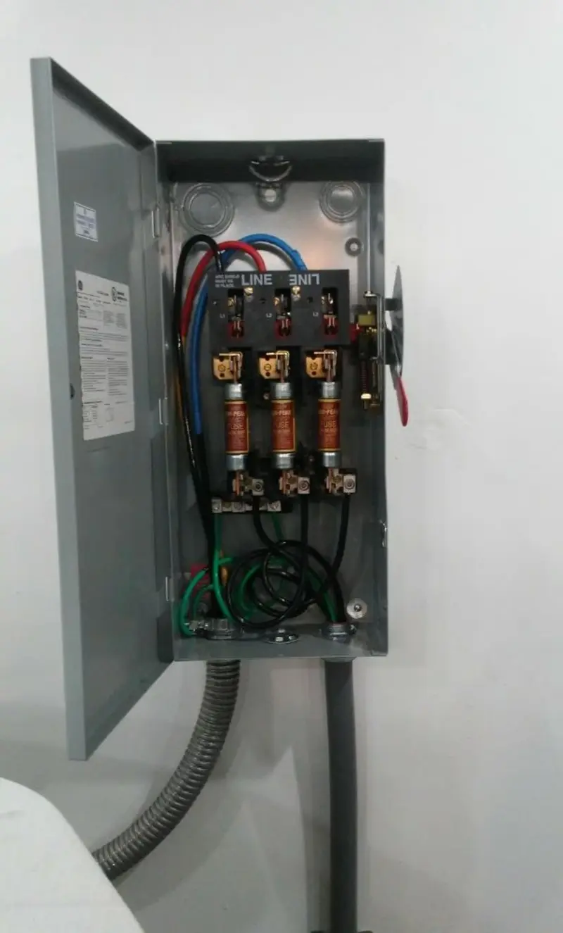 Three-phase disconnect switch installed for Smoke Detector Installation in Diamond Bar