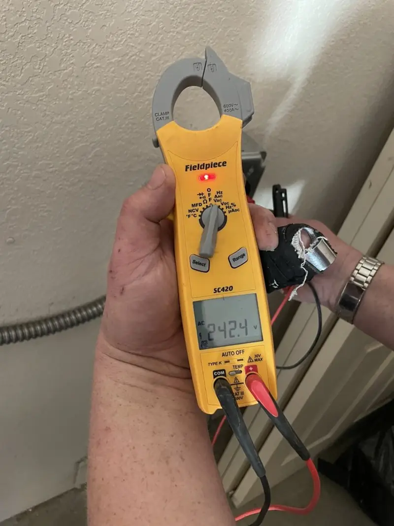 Voltage testing with clamp meter during Generator Installation in Diamond Bar